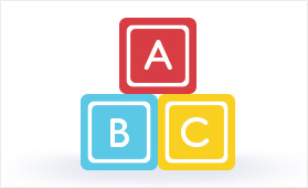 A stack of blocks with the letters ABC